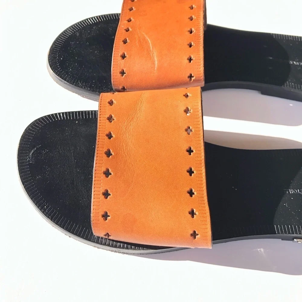 Isabel Marant Etoile Jiany Cognac Cut Out Leather Slide Sandals 38 - Picture 8 of 13